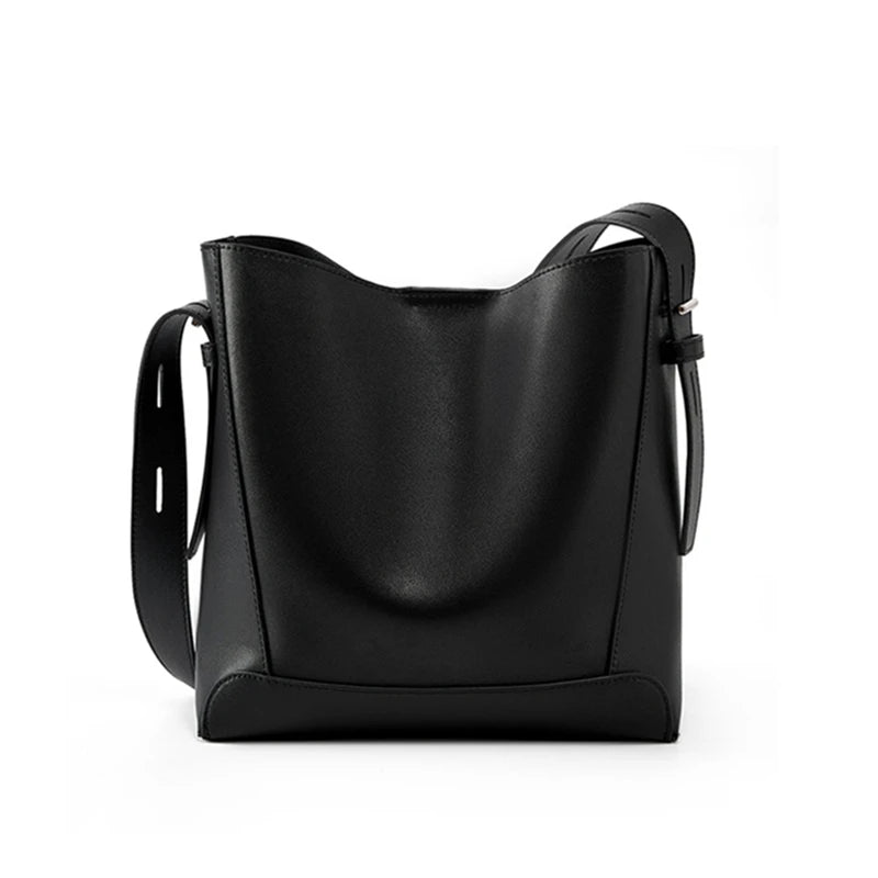 Burminsa koeienhuid echte leren emmer schoudertassen voor vrouwen 2025 luxe designer grote capaciteit crossbody dames handtassen